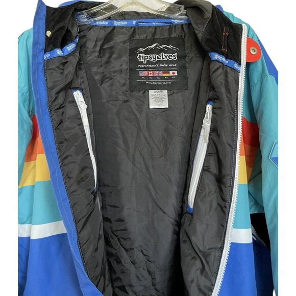 Tipsy Elves Ski Snow Suit Mens Size XL Rise N Ride Retro Blue Green Red Hooded - Picture 6 of 11